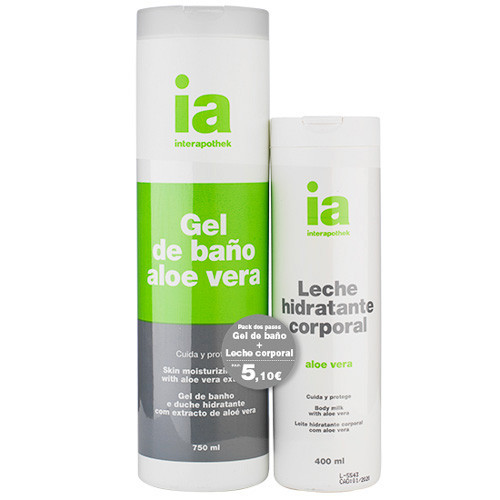 Imagen de Interapothek pack gel aloe vera 750ml + leche corporal aloe vera 400ml