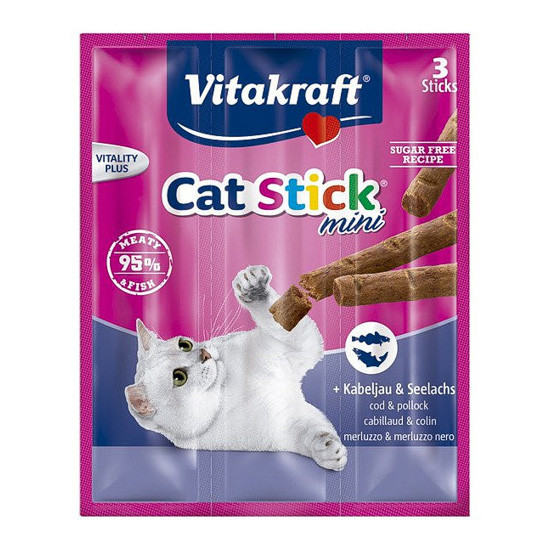 Imagen de Vitakraft Cat stick mini,bacalao & atun 18g 3 u